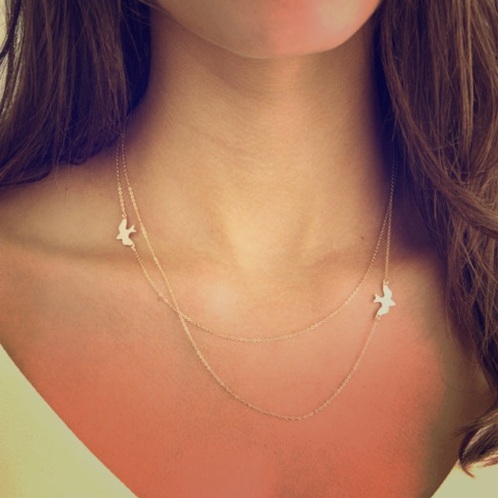 Gold dove layered necklace